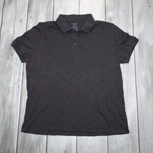 Vince Classic Slub Polo Shirt - Men's Charcoal Gray Size Large